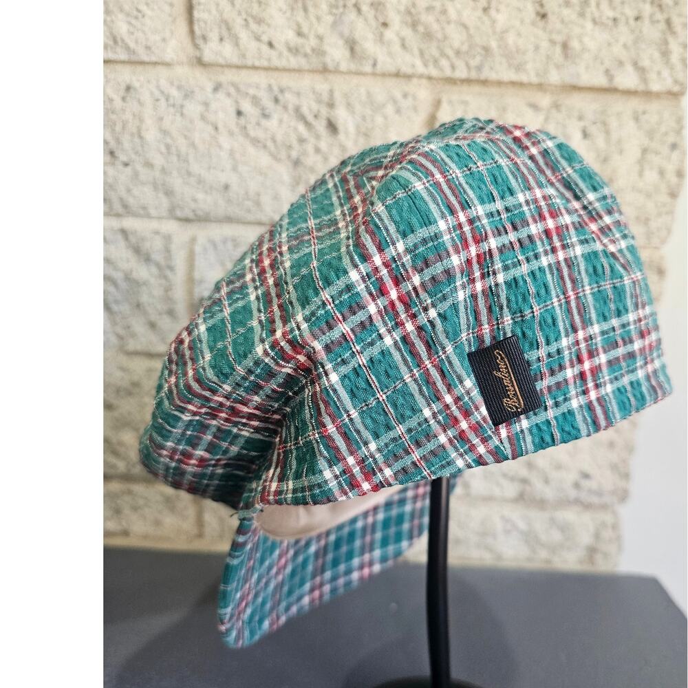 Borsalino Hat, Newsboy Made in Italy 99% Cotton Green Red Plaid US Sz 7 3/8 New - Picture 9 of 11
